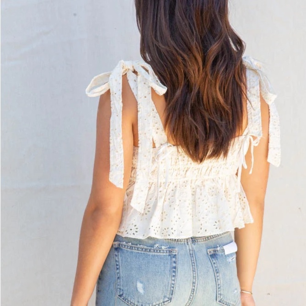 ANTHROPOLOGIE EN SAISON  Portia eyelet top large - Picture 3 of 13